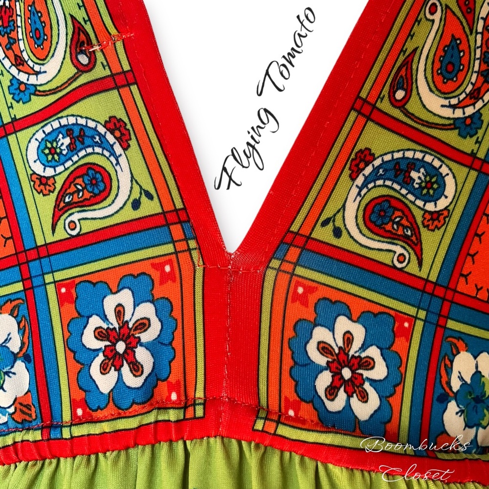 Flying Tomato Floral Multicolor Green Orange Dress Small - Picture 8 of 16